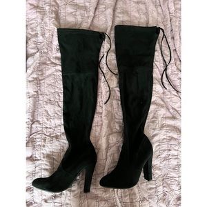 Steve Madden thigh high heels, Size: 7, Color: Black suede material